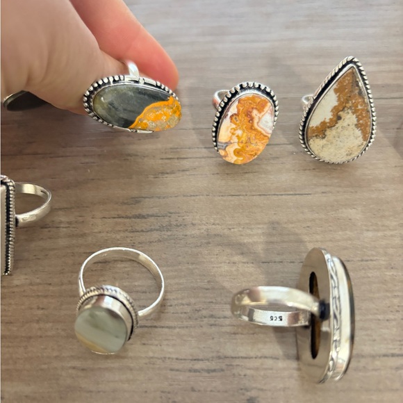 Lot Of 17 Sterling Silver And Stone Rings - Picture 12 of 16